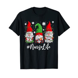 Nurse Christmas Shirt for Women Matching Nursing Gnome T Shirt, black
