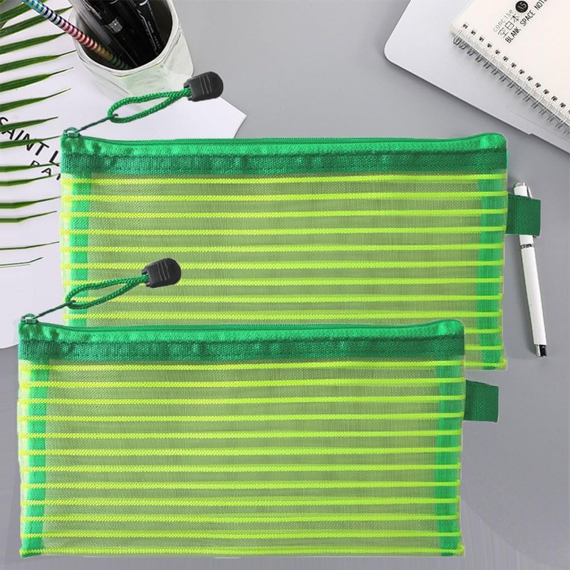 Mesh Pencil Pouch, 2PCS Multipurpose Pen Pouch with Zipper, Portable