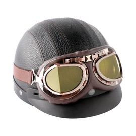 GGBuy Motorcycle Goggles Vintage Pilot Glasses Anti Fog Dustproof ATV Off Road Motorbike Helmet Eyewear Cruiser Scooter Aviator Goggles Protect for Ridding Motorcross Racing (Brown)