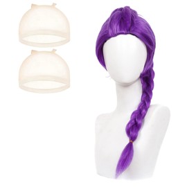 GWAWG Purple Wig with Thick Braid, Long Braids Wig Anime Cosplay for Stage Halloween Outfits