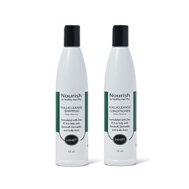 Healthy Hair Plus Follicleanse Shampoo (12oz) & Conditioner (12oz) Combo for Itchy, Oily and Smelly Scalp - Zinc PCA Formula