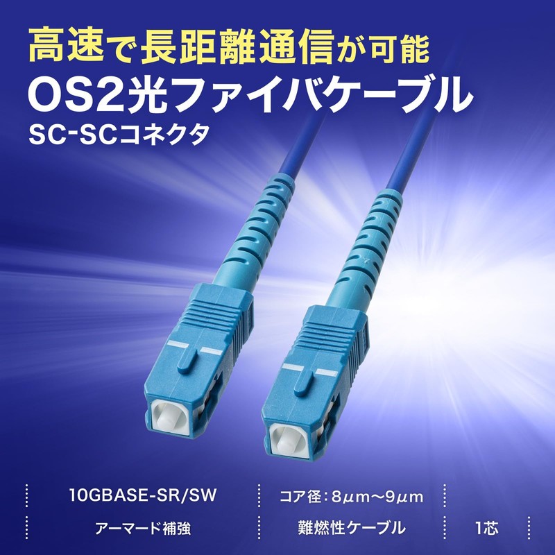 Sanwa Supply HKB-AM1SCSC1-05 Armored 1-Core Fiber Optic Cable (Single Mode,