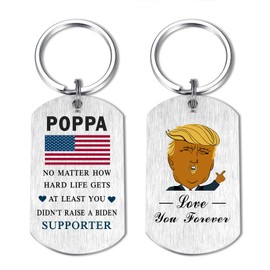 EE&YU Poppa Gifts - Love My Poppa Funny Birthday Keychain Stuff Present for Men