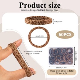 Hair Ties for Women, 60Pcs Leopard Print Seamless Hair Bands with Clear Storage Box Hair Bobbles Elastic Hairbands for Girls Women