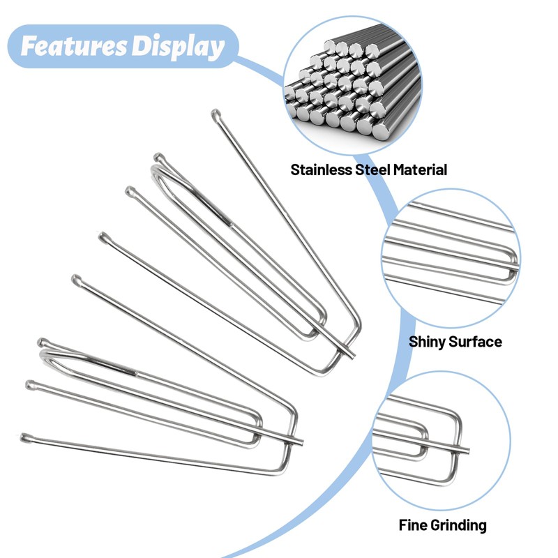 40 Pack Pinch Pleat Curtain Hooks, Stainless Steel Header Tape