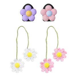 2 Daisy Hangings And 2 Flower Hooks, Car Interior Decoration Hangings, Hand-Woven Hangings, Cute Hangings, Creative Hangings