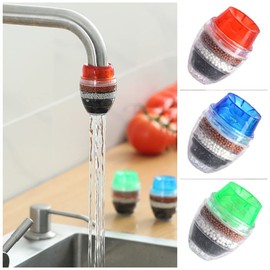 3 Pieces Faucet Holder Filter Faucet Water Purifier Five Layer Filter Activated Carbon Filter for Removing Fluorinated Chlorine Heavy Metal in Kitchen Bathroom