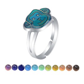 AINILOVE Color Changing Ring Sensing Temperature Ring Turtle/Dolphin/Whale/Penguin Animal Mood Ring for Women Birthday Party Jewelry Gift (Color Changing Monkey Ring)