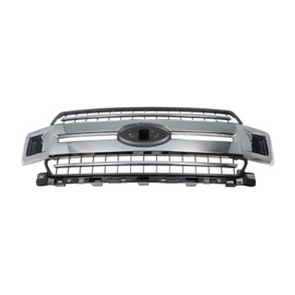 Front Bumper Hood Grille Upper Black with Chrome Molding Mesh Straight Trim Replacement for 2018 2019 2020 F-150 Pickup 4-Door