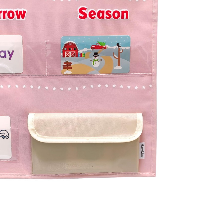 Pink Educational Calendar & Weather Pocket Chart Set for Kids