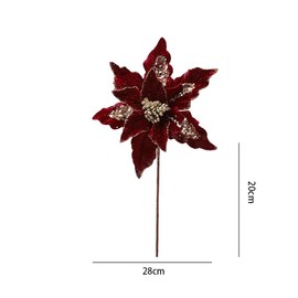 vctops 6 Pcs Christmas Poinsettia Artificial Flowers Shining Glitter Artificial Flower for Xmas Tree Wreath Ornaments New Year Wedding Party Holiday DIY Decoration, Burgundy