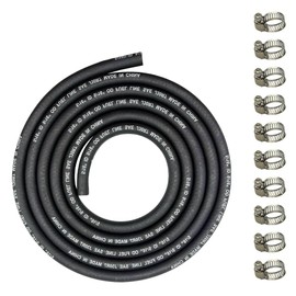 Diameter 8 mm 2.4 m Petrol Hose, Fuel Hose with 10 Hose Clamps, Braided Nitrile Rubber, Oil Hose, Diesel Hose, Fuel Line for Lawnmower, Car, Boat Generators