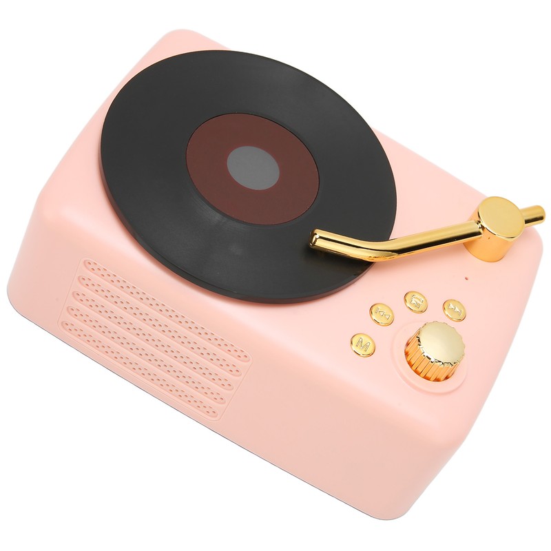Bluetooth Speaker Stereo USB Charging Retro Turntable Design Portable Mini