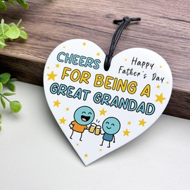 Red Ocean Cheers For Being A Great Grandad Funny Fathers Day Gift From Granddaughter Grandson Acrylic Hanging Heart Gifts For Grandad Him Gift Idea Keepsake