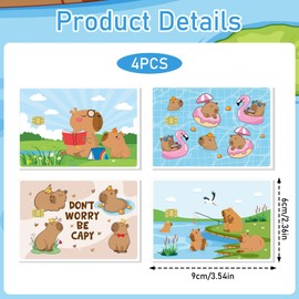 Rngmsi Credit Debit Card Skin - 4 Pcs Capybara Debit Card Stickers Funny Cute Animal Waterproof Decal Cover Set for DIY Key Transportation Credit Cards Removable Sticker