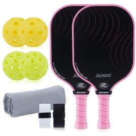 T300 Carbon Fiber Pickleball Paddle With 14mm PP Honeycomb USAPA Approved Power and Control Balanced PickleBall Racket for AllColor: Pink