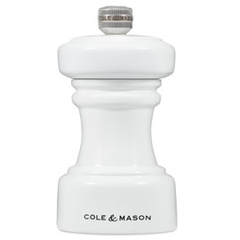 Cole & Mason Hoxton Salt Mill - Table Salt Grinder - Refillable Sea Salt Grinder - Kitchen & Home Accessory - Salt Mill with Ceramic Mechanism - 4'', White Gloss