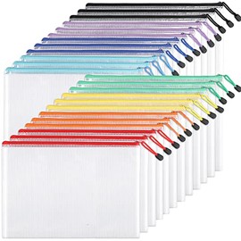 EOOUT 24 bolsas de malla con cremallera, bolsas con cremallera A4 para organizar el almacenamiento, bolsas impermeables con cremallera, tamao carta,  