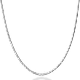 Silvadi Sterling Silver Necklace Round Snake Chains for Men - 925 Silver Chain Necklace for Women Italian Width/Length Variety (1.2mm - 22") Made in Italy
