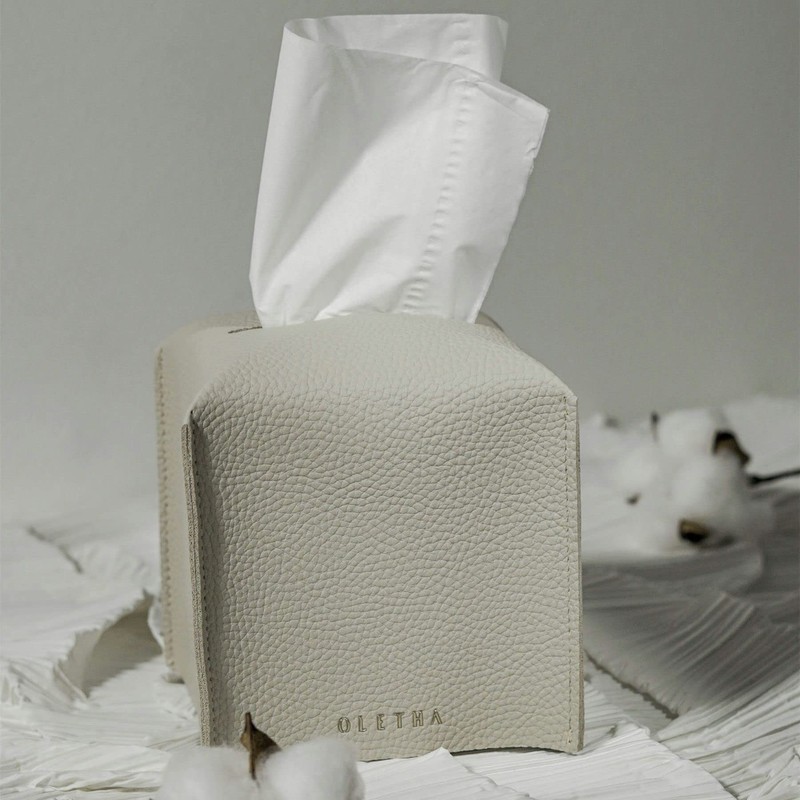 OLETHA Aesthetic Square Tissue Box Cover, Tissues Cube Box Holder,