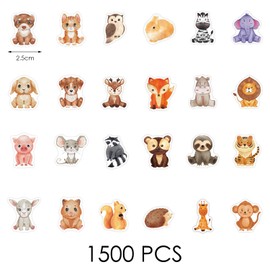 OAOSDH 1500 Animal Stickers, Cute Cartoon Stickers, Kids Stickers, Decorative Cards, Gift Wrapping, Water Bottles, Scrapbooks
