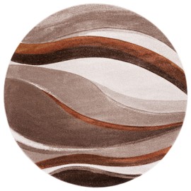 SAFAVIEH Hollywood Collection Area Rug - 6'7" Round, Beige & Brown, Mid-Century Modern Design, Non-Shedding & Easy Care, Ideal for High Traffic Areas in Living Room, Bedroom (HLW766B)