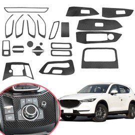 YAMUDA Compatible with Decorative Interior Protection Carbon Fiber Sticker for Mazda CX-5 2017-2022 (Black 23pcs)