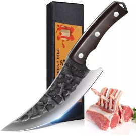 Uniquefire Viking Knife Hand Forged Boning Knife Fillet Knife for Fish, Deboning, BBQ, Home
