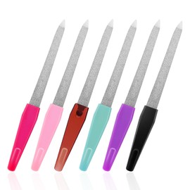6PCS Nail File Metal, Sword Professional Nail File Made of Stainless with Pointed Tip Non Slip Handle Diamond Finger Nails Filers for Women and Men Toenails and Fingernails (6 Colors)