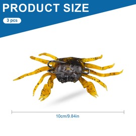 XPEX Pack of 3 Simulation Crab Bait, Crab Sharp Hook Wobbler Fishing Lure, Simulation Soft Bait, 3D Crab Bait with Sharp Hooks, Suitable for Fresh and Saltwater (3 Shape)