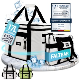 five dots Foldable Cool Bag, 20 L + 12 Hours Cooling for Shopping, Ideal for Car and Work, Insulated Bag, Thermal Bag, Lunch Bag & Picnic Bag, Large Cool Bag, Men's Lunch Bag