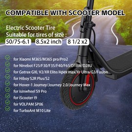50/75-6.1 Solid Tires, 8.5x2 inch 8 1/2 x2 Electric Scooter Tire Replacement [Tubeless Tires] [Puncture-Proof] [Explosion-Proof] [Anti-Skid] [Wear-Resistant] [with Tire Levers] (2 Pack)