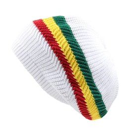 RW Unisex Cotton Classic Rasta Beanie Tam (White/RGY)