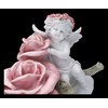 White Angel Figurine Putte with Large Rose 16 cm |