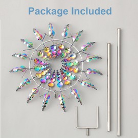 Metal Windmill, 3D Sunflower Magic and Unique Wind Spinners Outdoor for Home-Yard and Garden, 360° Dual Rotor Kinetic Windmill,Garden Spinners Outdoor Weather Vane(Colorful, 12.2 inch)