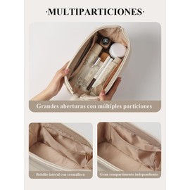 Neceser de Gran Capacidad, Bolso de Viaje de Cuero Portátil, Adecuado para Uso Diario en Viajes de Negocios, Blanco