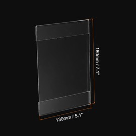 sourcing map Wall Mount Acrylic Sign Holder, 7.1 x 5.1 Inch Clear Plastic Wall Sign Holders Vertical Acrylic Frames for Offices, Stores, Restaurants, Pack of 6