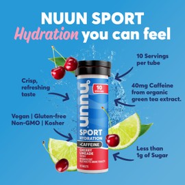 Nuun Nuun Sport Electrolyte Tablets with Caffeine from Green Tea Extract, Magnesium, Calcium, Potassium, Chloride & Sodium, Gluten Free & Vegan, Mixed Flavors, 4 Pack (40 Servings Total)