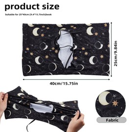 NICENEEDED Stretchable Book Cover, Black Moon Star Book Sleeve, Stretchy Book Protector Elastic Book Wraps Washable Protective Book Case Suitable Fit Most Hardcover