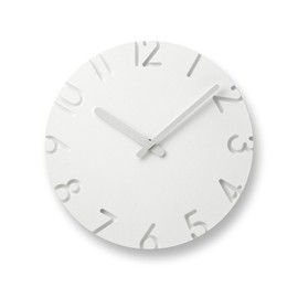 Lemnos CARVED Arabic NTL10-04A Wall Clock, Carved, White, 9.4 inches (24 cm) Diameter, Analog