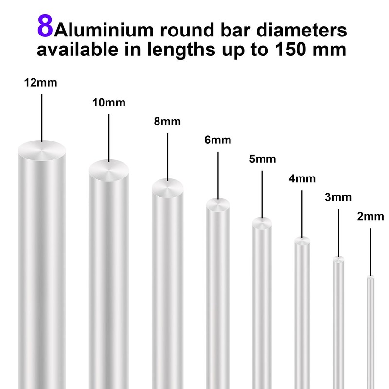 LAVMHAB 6063 Aluminum Round Rod 3mm x 150mm, Solid Shaft
