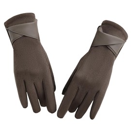 SamHeng Women's Winter Faux Suede Velvet Lined Touchscreen Gloves, Soft, Warm, Windproof, Thermal, Full Finger, Running, Cycling, Outdoor Activity, Coffee