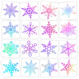 JUNEBRUSHS Winter Snowflake Glitter Holographic Temporary Tattoos, 120 Pcs Christmas Tattoos Sticker Decors 12 Styles Face Make up Stocking Stuffers Gift Filler Winter Wonderland Favors
