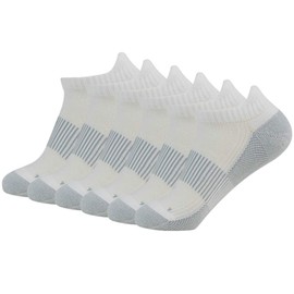 FOOTPLUS Men and Women Copper Low Cut Arch Support Golf Running Hiking Around House Floor Socks, 6 Pairs White, Medium