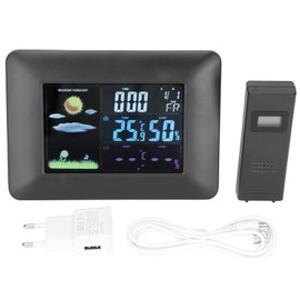 Digital Wireless Weather Station Indoor Outdoor Thermometer with Sensor Temperature Humidity Weather Alarm ClockEU Plug 100-240V