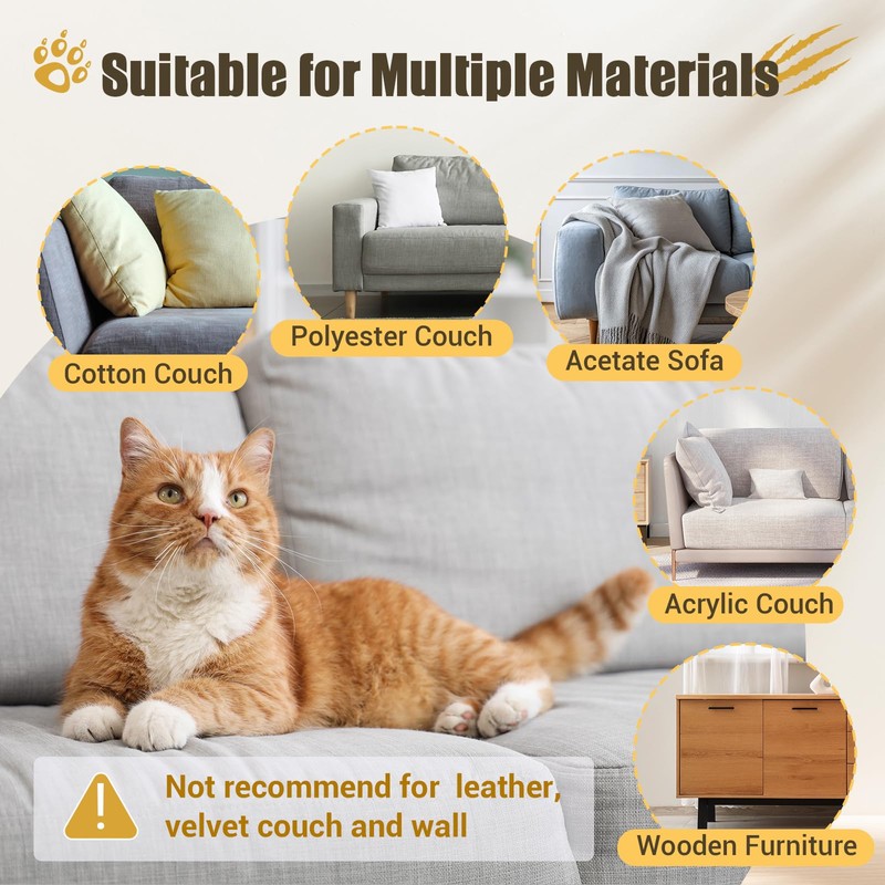 Cat Scratch Couch Furniture Protector, 90" x 16" Trimmable Anti-Scratch