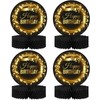 Happy Birthday Table Decoration Centerpieces (4 Pack, Black & Rose