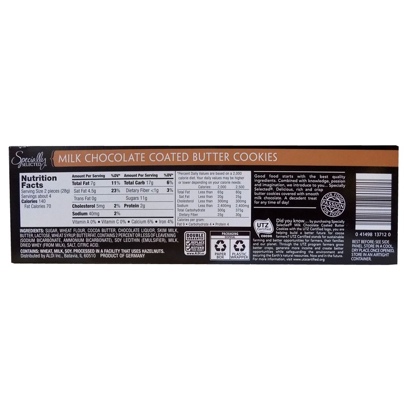 Milk Chocolate Covered Butter Cookies - 4.4-Ounce Boxes (Pack of