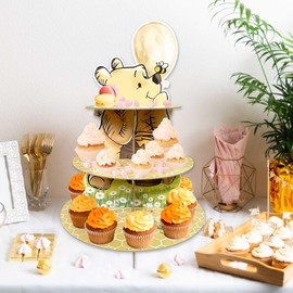 2pcs Classic Winnie Cupcakes Holder, Cupcake Stands for Party, Pooh Cupcake Tier Stand, Winnie Baby Shower Decorations Party Supply