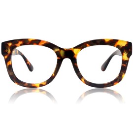 JiSoo Oversized Reading Glasses for Women Men 2.75, Stylish Designer Readers Women 2.75 with Large Frame,Tortoise